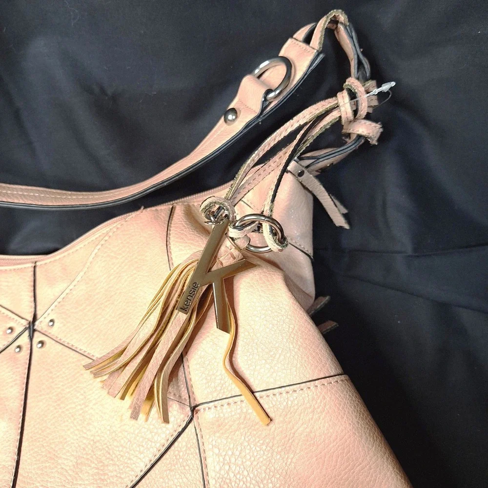Vintage Large 12x16 Kensie peach/pink Hobo shoulder handbag‎ pockets Zippered